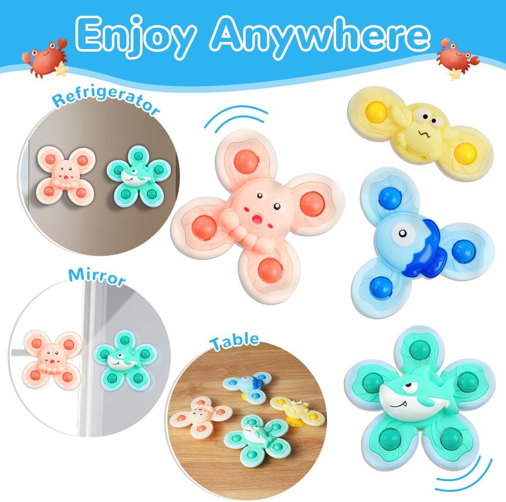 Detalle de Vicloon Giocattolo a Ventosa per Bambini – Set di 4 Giochini Sensoriali per Bagno (Oceano)