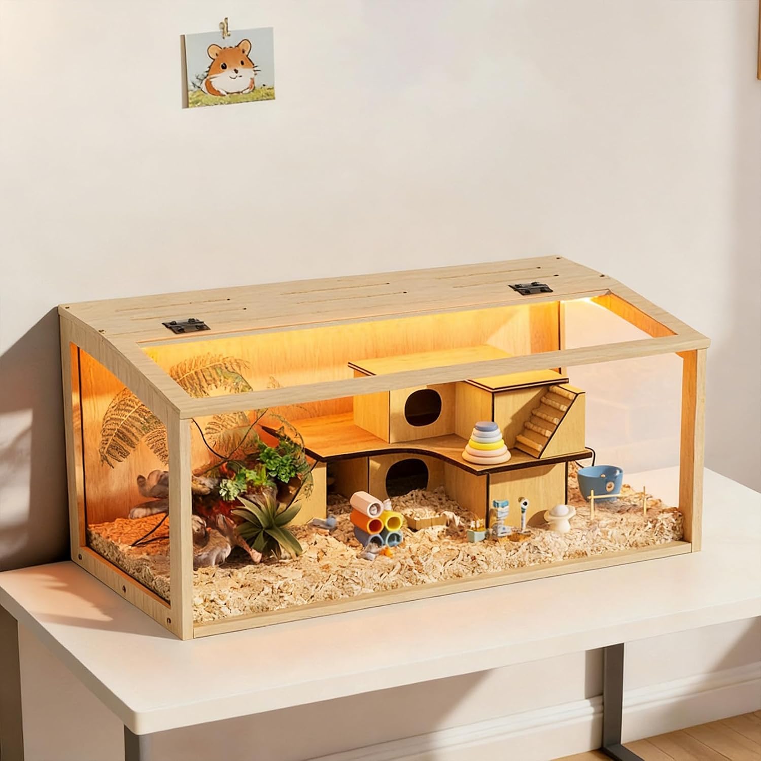 Detalle de BingoPaw cage hamster en bois 80x40x40