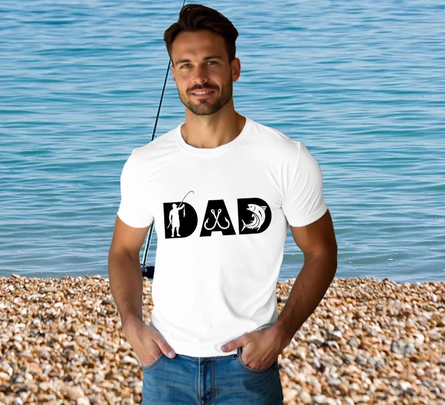 Detalle de Qskall Fishing Dad T Shirt for Men