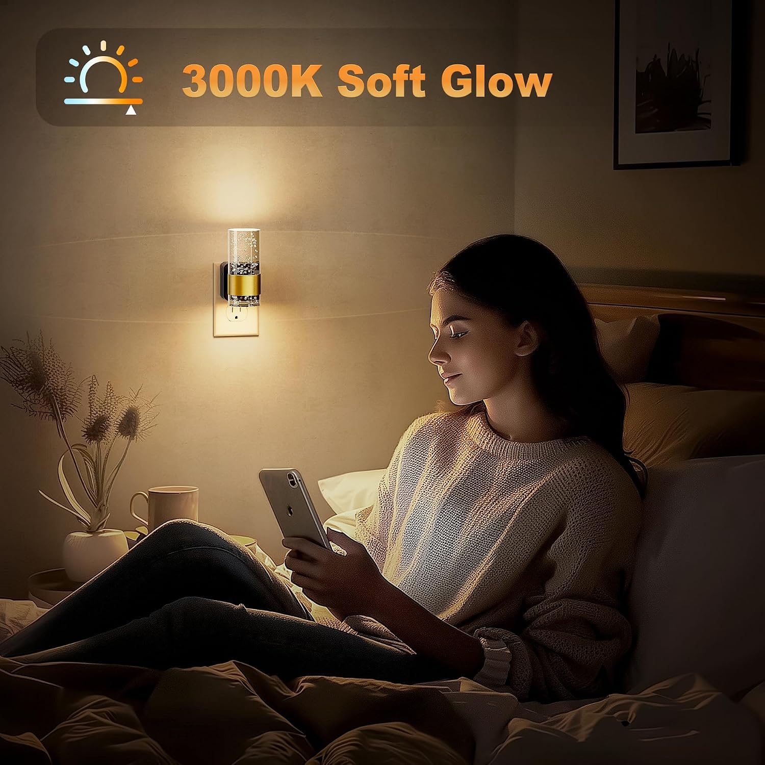 Detalle 1 de JandCase C-GY19702US-2 Plug-In LED Night Lights, 2-Pack, 3000K, Dimmable