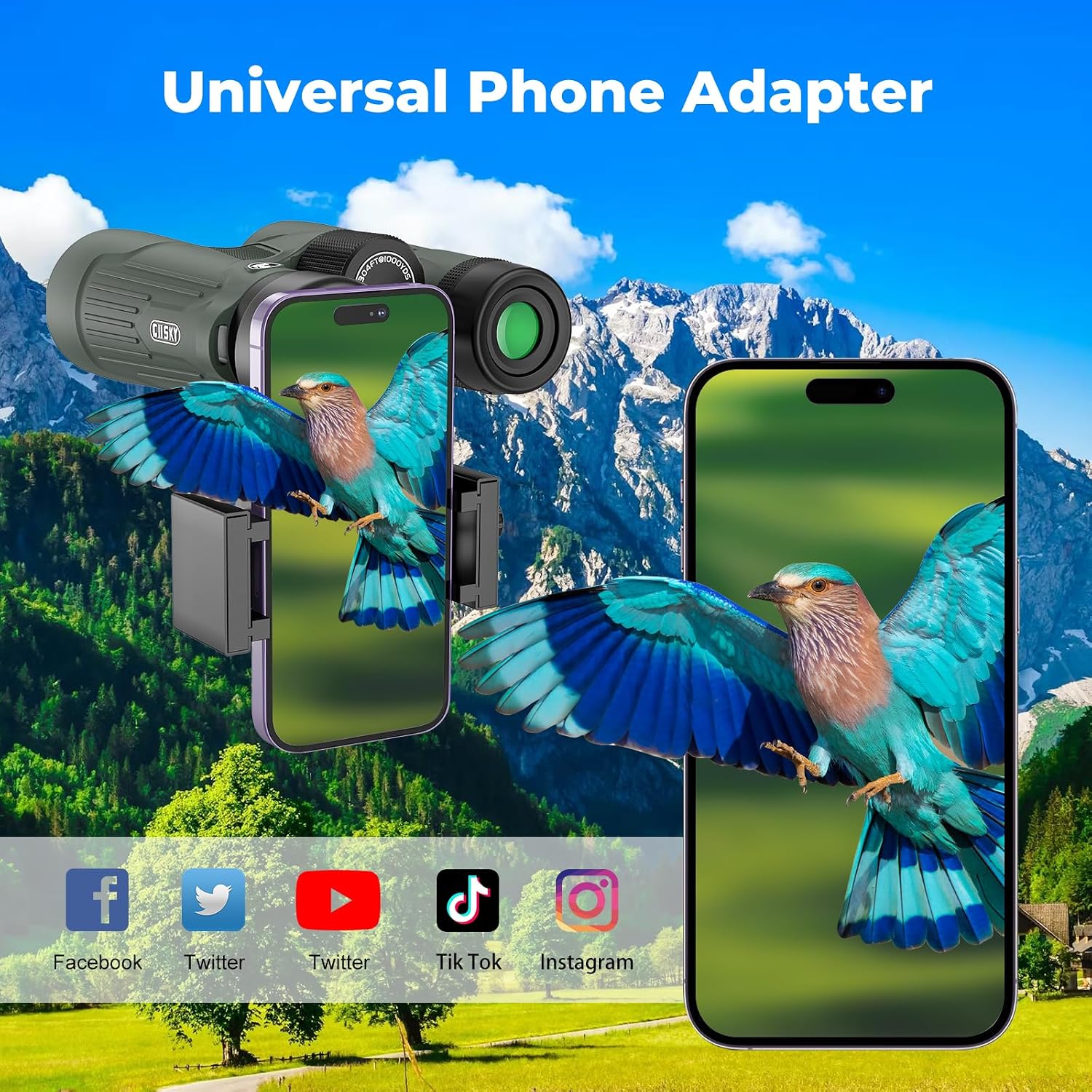 Detalle de Gosky 10x42 HD Binoculars with Phone Adapter (BAK4, FMC lens)
