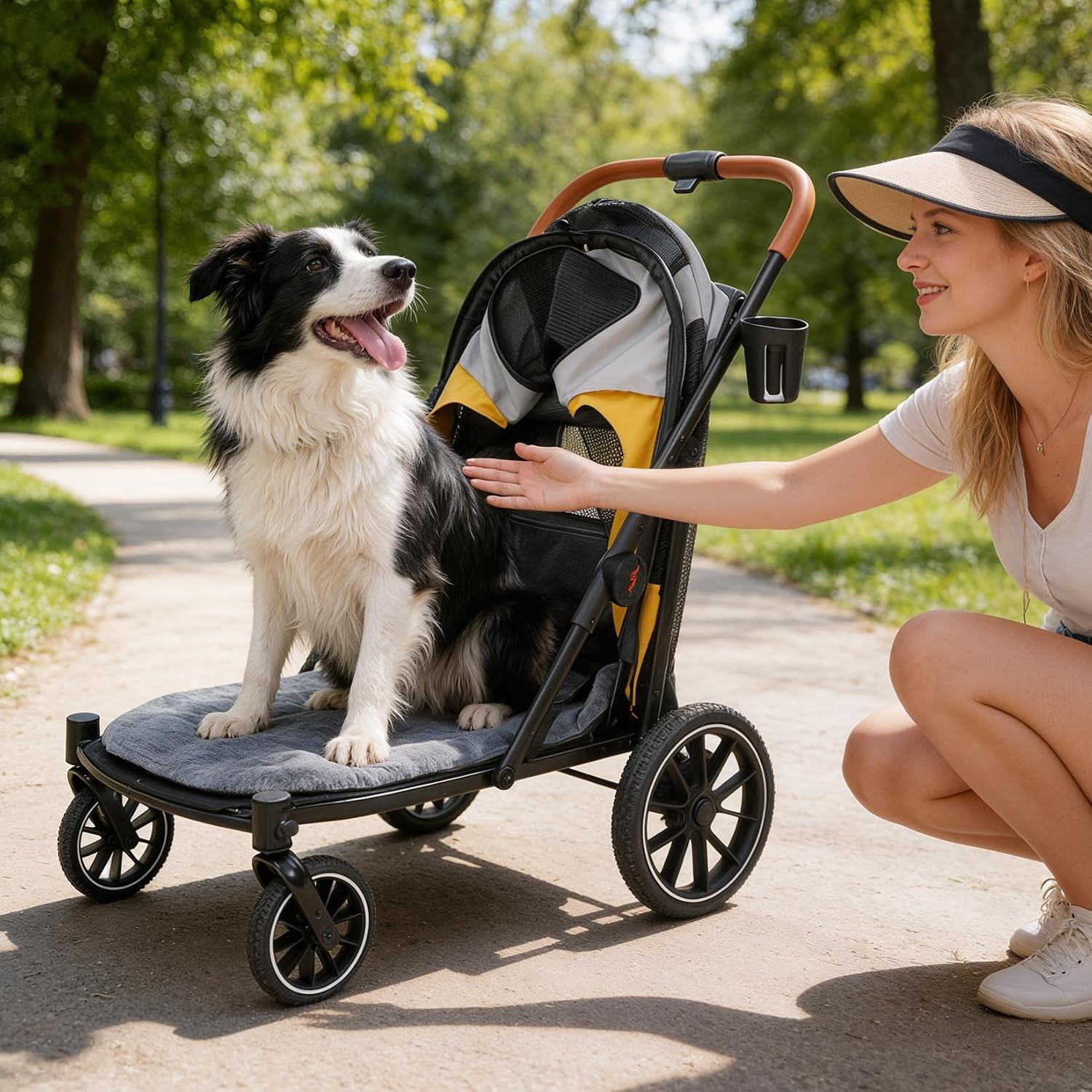 Thumbnail 2 de BingoPaw Large Dog Stroller (Up to 42kg): Portable Outdoor Foldable Pram with One-Click Fold, Dual Entry and Storage
