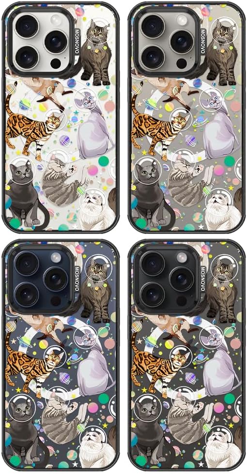 Detalle de MOSNOVO for iPhone 15 Pro Case with MagSafe | Space Cat / Black
