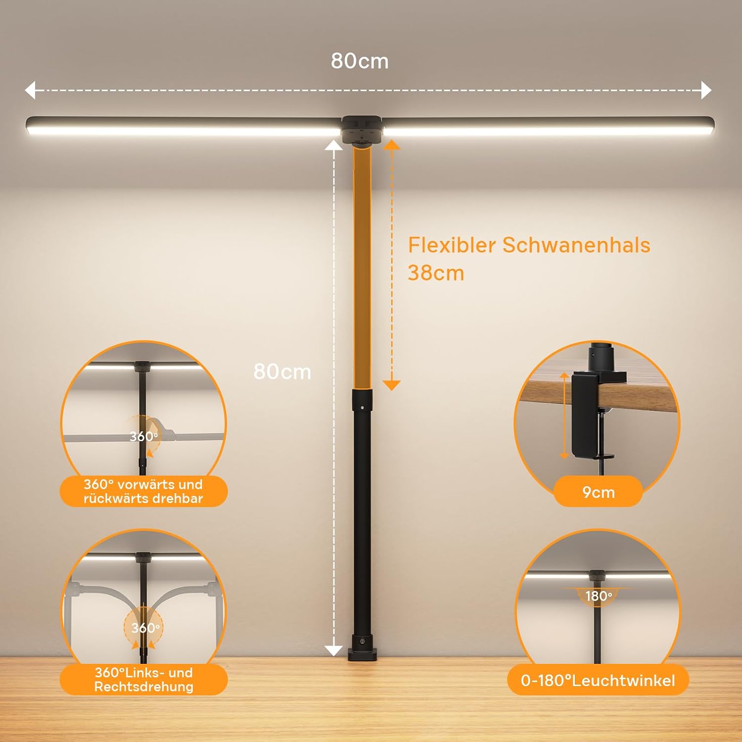 Thumbnail 5 de APMIEK Doppelkopf Schreibtischlampe 24W LED