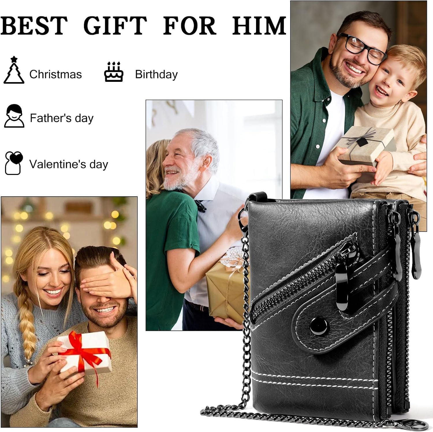 Thumbnail 6 de Men's Wallet with Chain & Zip RFID Blocking 12cm