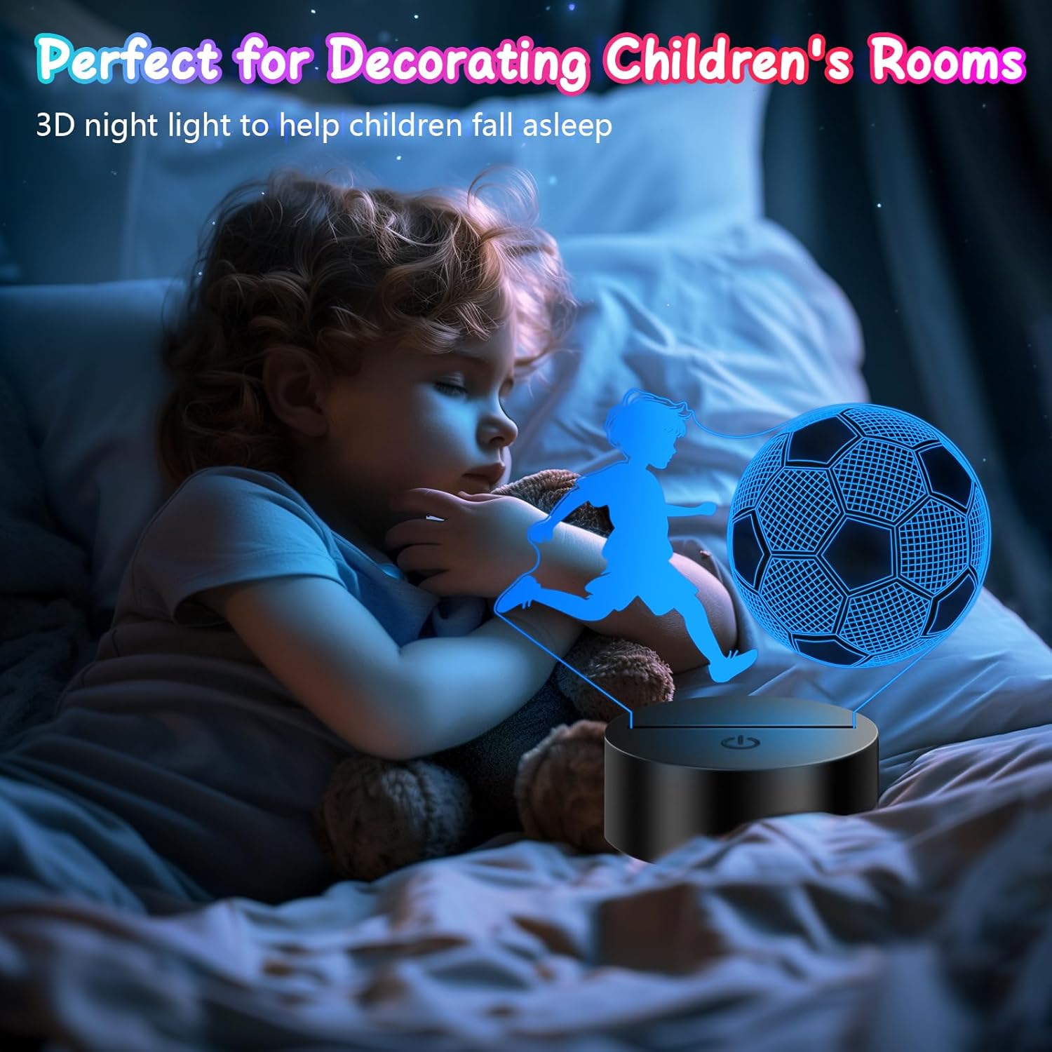 Detalle de Polemera 3D Football Night Light for Boys – Boys' First Football Gift