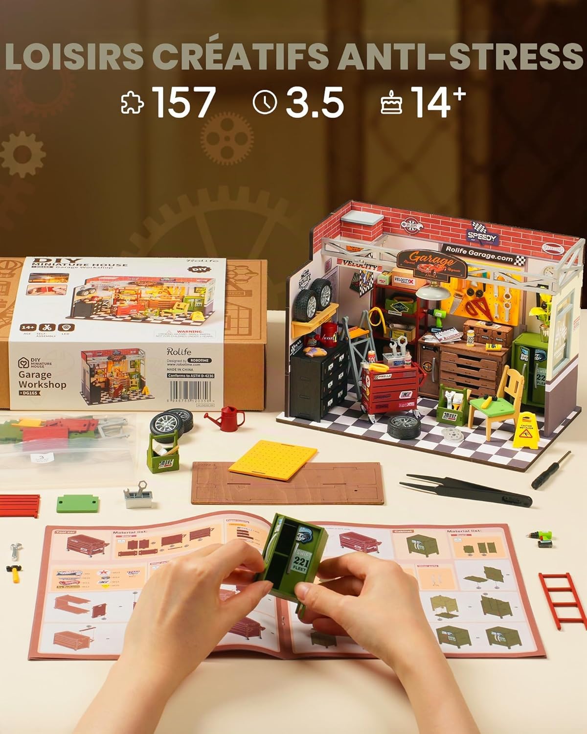 Thumbnail 6 de Rolife Maison de poupées avec meubles – Garage miniature en bois (DG165)