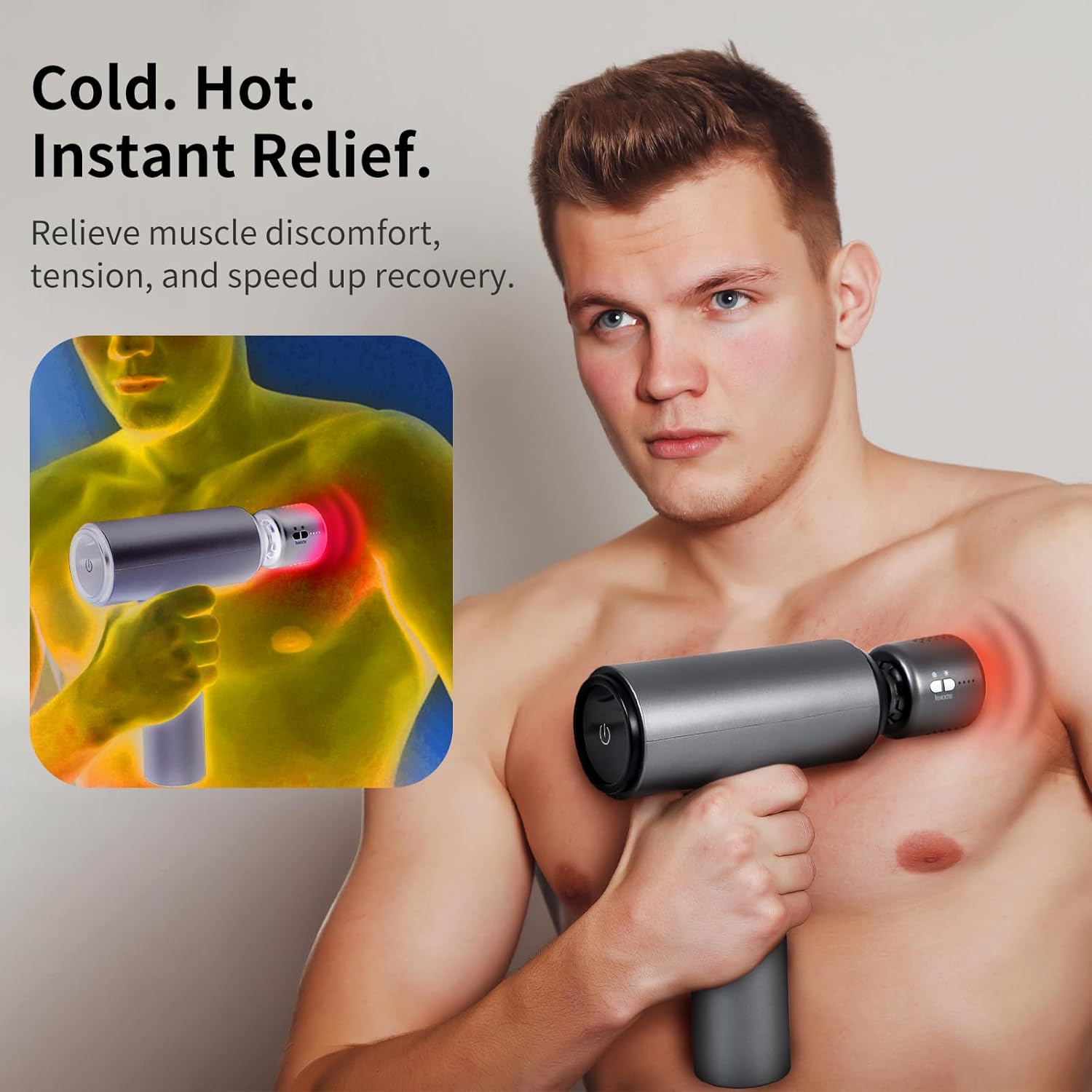 Thumbnail 4 de arboleaf Pistola per Massaggio Muscolare con Caldo e Freddo – 6 velocità, 5 testine, design portatile