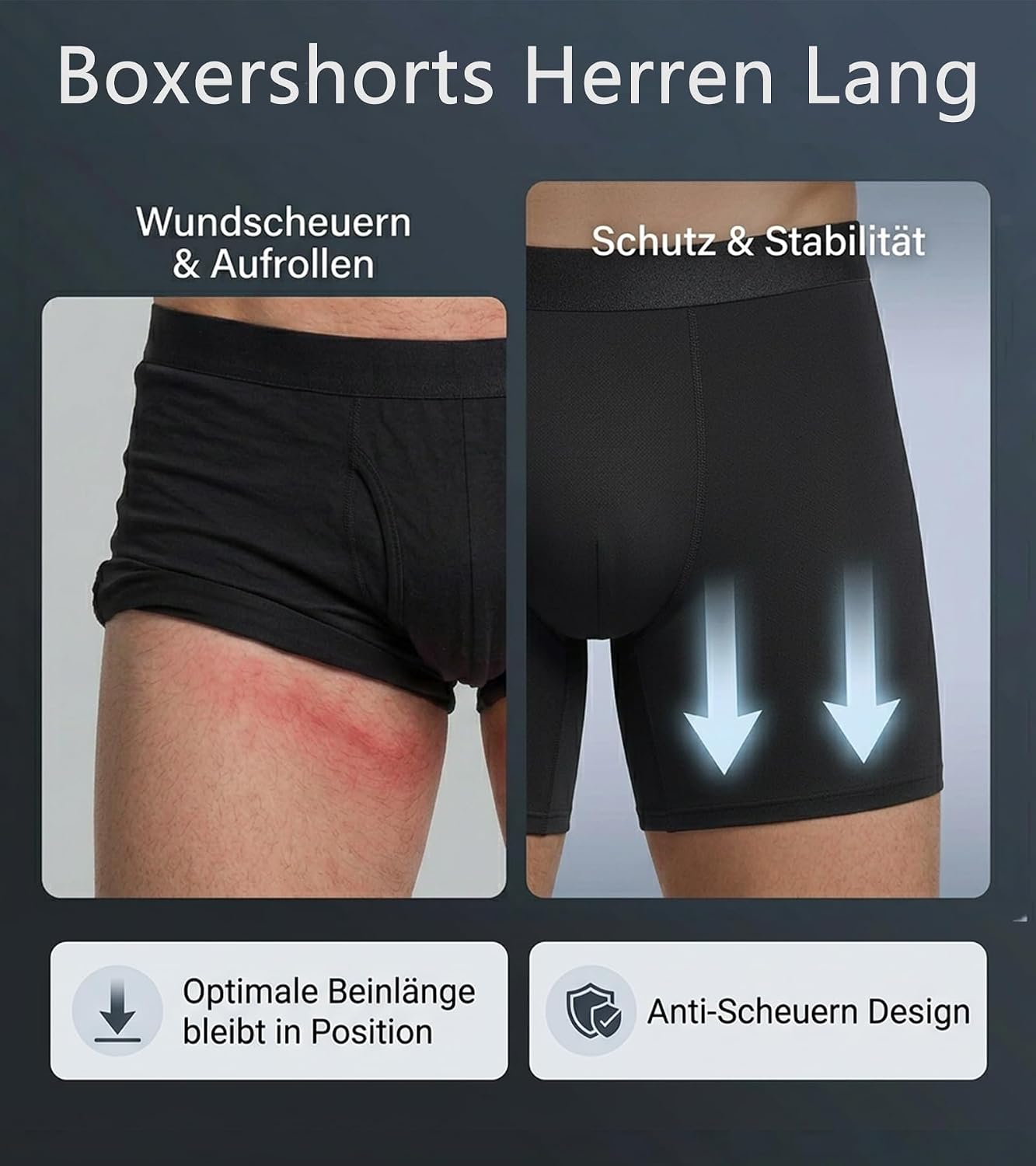 Detalle 2 de FINETOO Boxershorts Herren Baumwolle Lang – lang, atmungsaktiv und zuverlässig