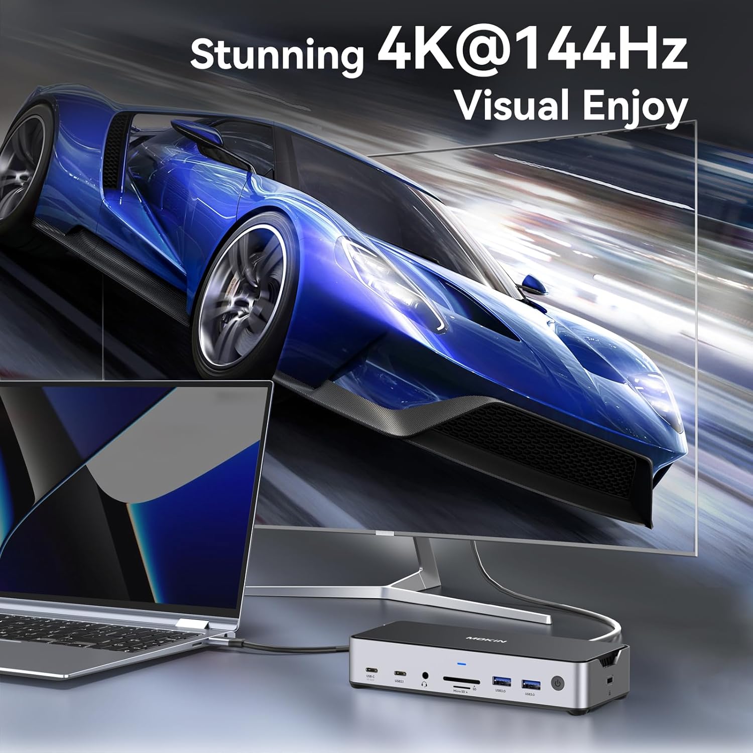 Thumbnail 4 de MOKiN USB C Docking Station 3 Monitors with 150W Power – Triple 4K USB-C/DP Hub