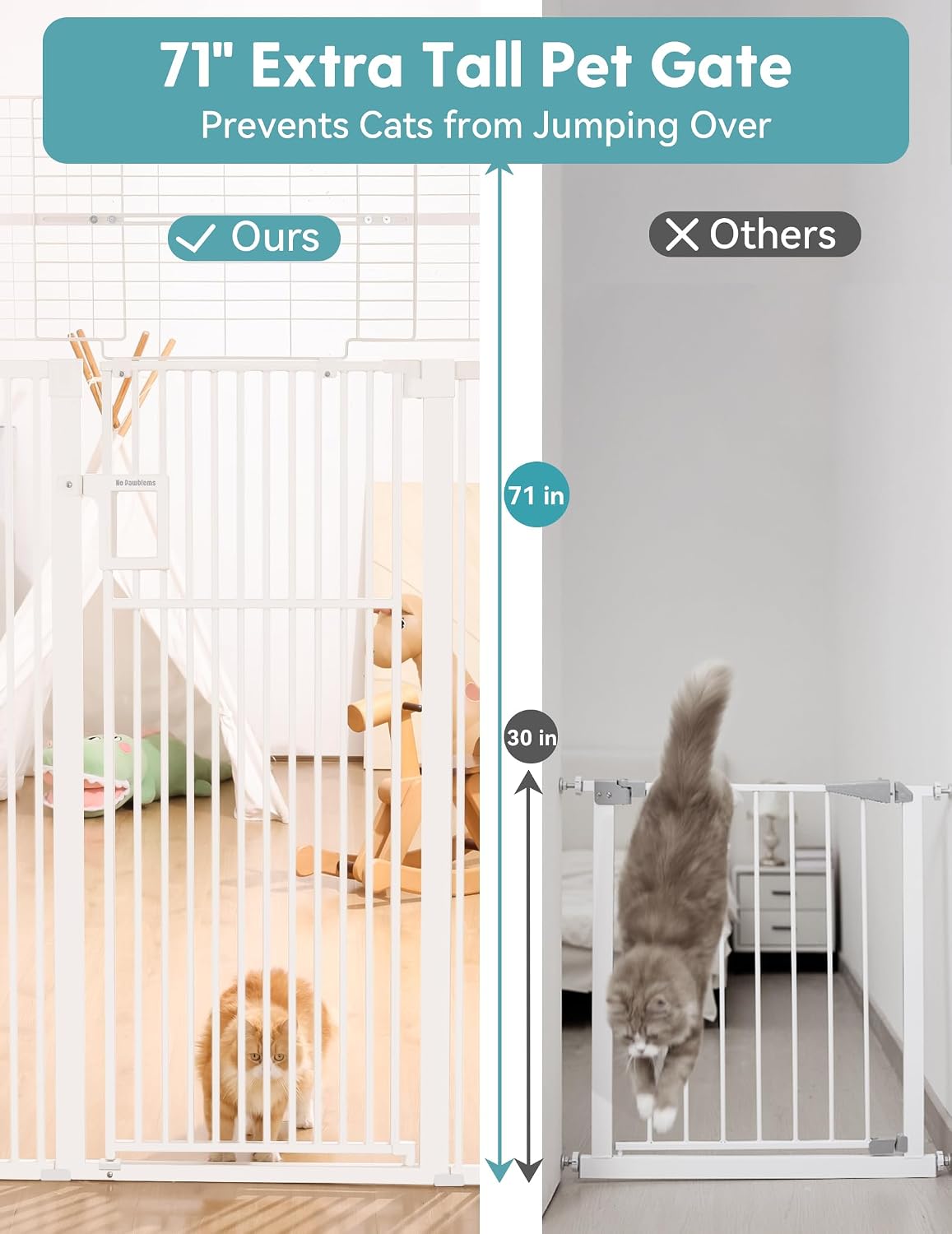 Detalle de No Pawblems Pet Gate 71-inch