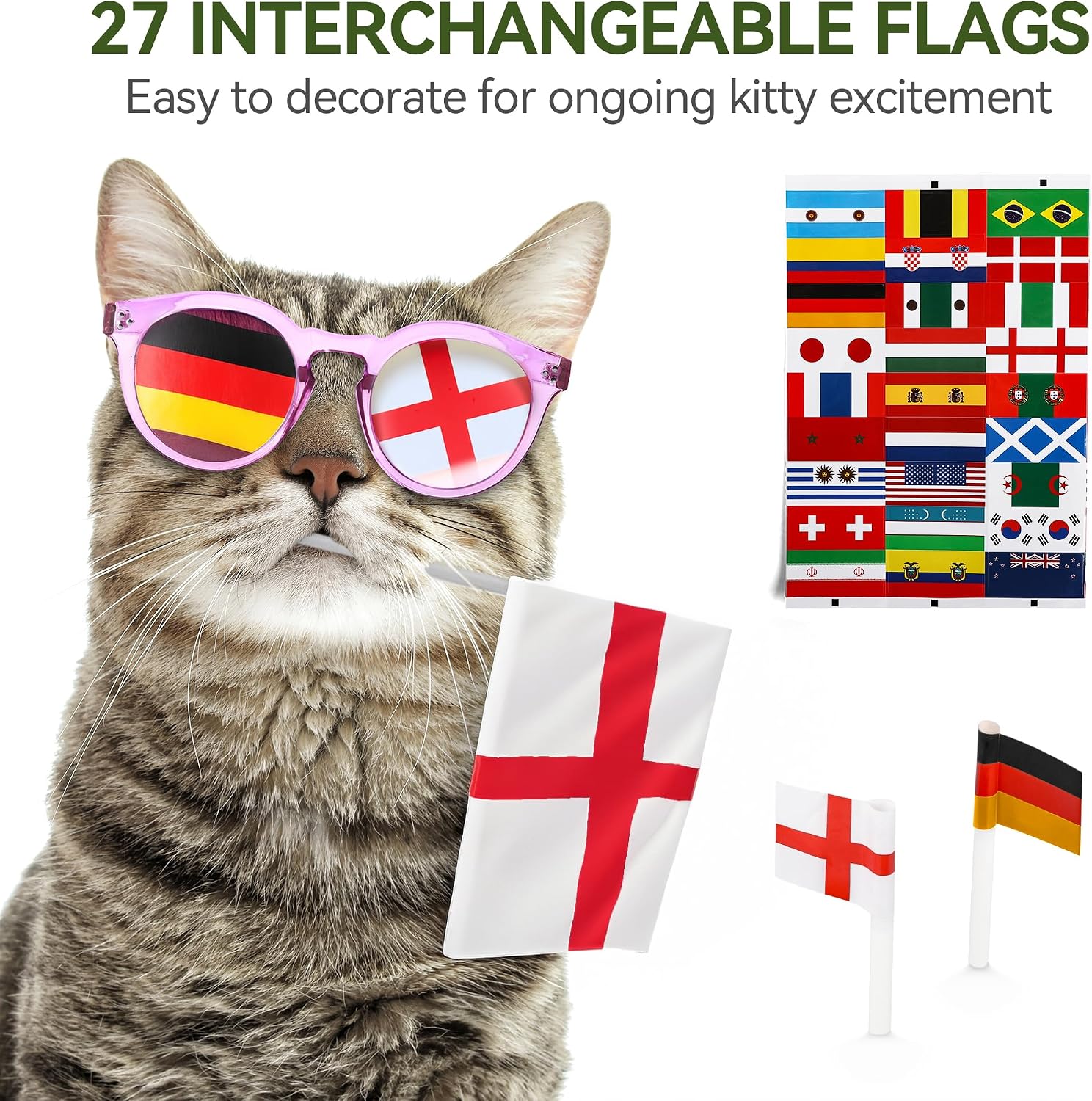 Detalle 2 de ALL FOR PAWS Interaktives Katzenspielzeug mit Fußballfeld-Design – Bewegungsaktivierte Bälle, Katzenminze & Nachtmodus