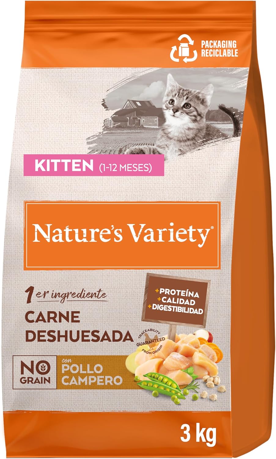Thumbnail 6 de Nature's Variety No Grain Kitten, pienso para gatos con pollo, formato de 7 kg