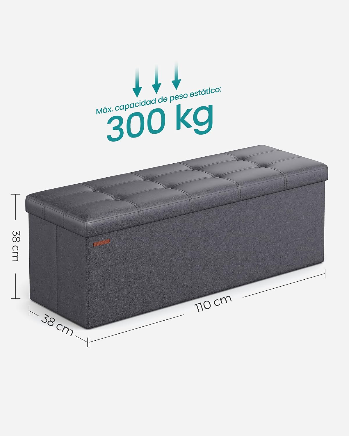 Detalle de SONGMICS Puff Almacenaje 38 x 110 x 38 cm