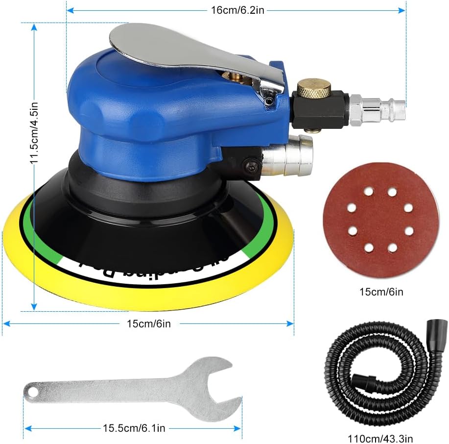 Detalle 2 de Uten Ponceuse orbitale pneumatique double action 6" (Ø 152 mm) avec régulation de vitesse et 7 abrasifs