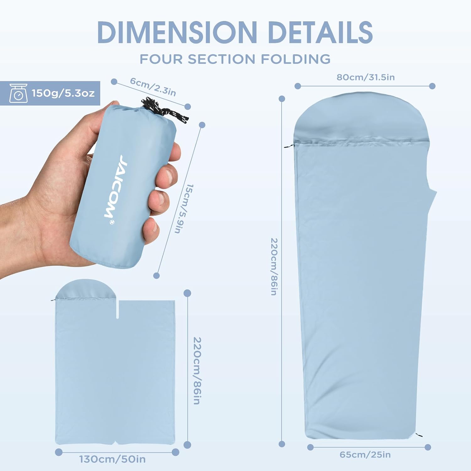 Detalle 2 de JAICOM Sleeping Bag Liner – Ultralight, Soft Travel Sheet for Adults