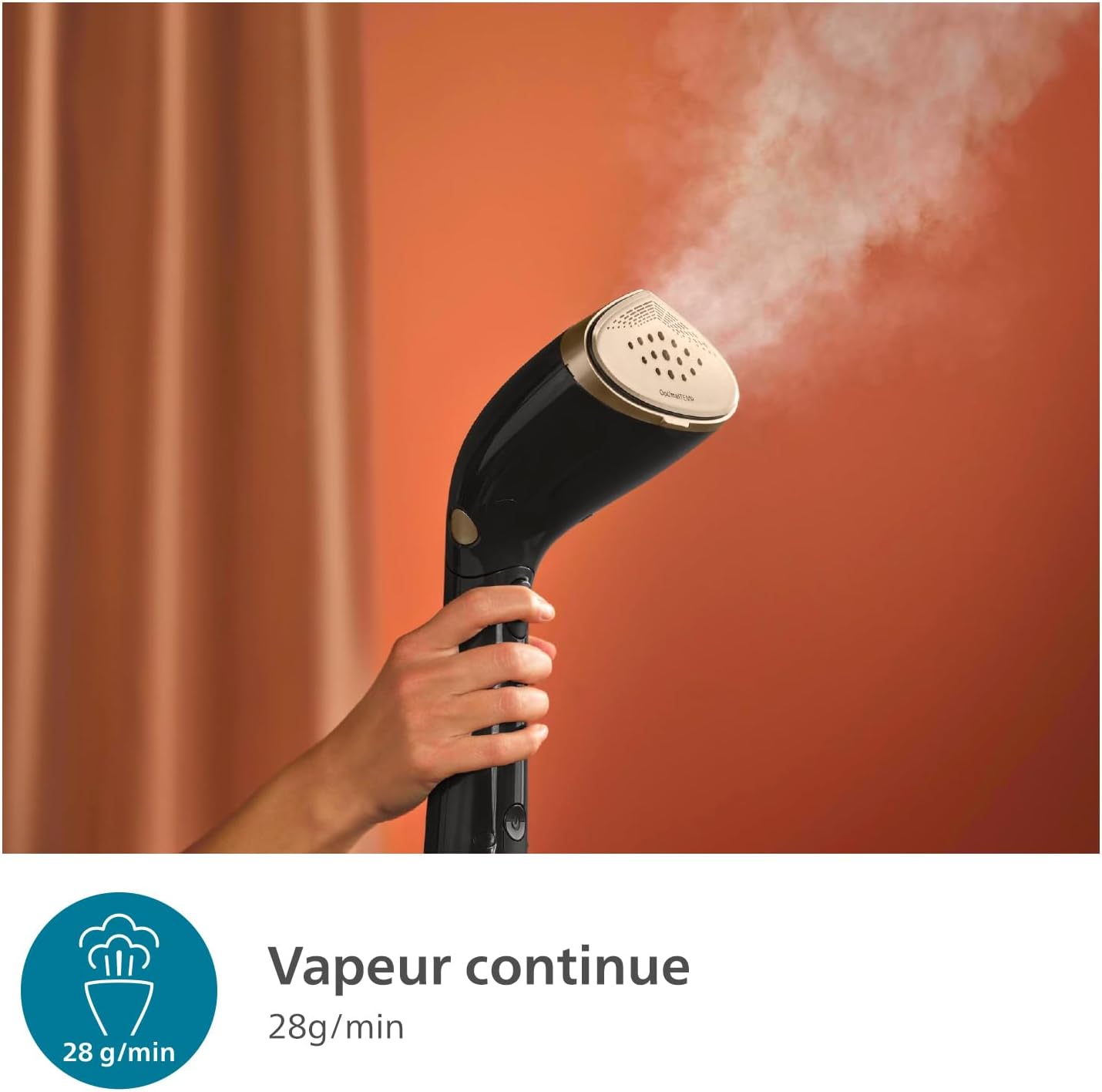 Detalle de PHILIPS Défroisseur à Main Série 7000 STH7060/80 — Steamer 1500W, vapeur 28 g/min, OptimalTEMP