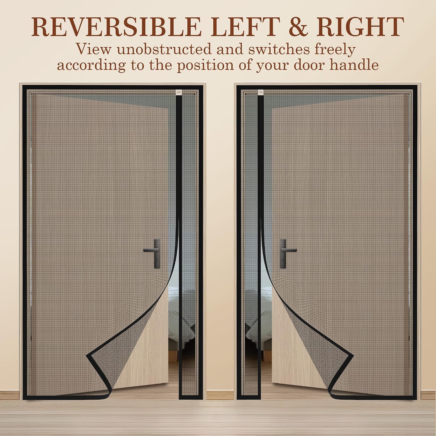 Detalle de Yotache Magnetic Screen Door, Reversible Side Opening, 74" x 81" Polyester Mesh