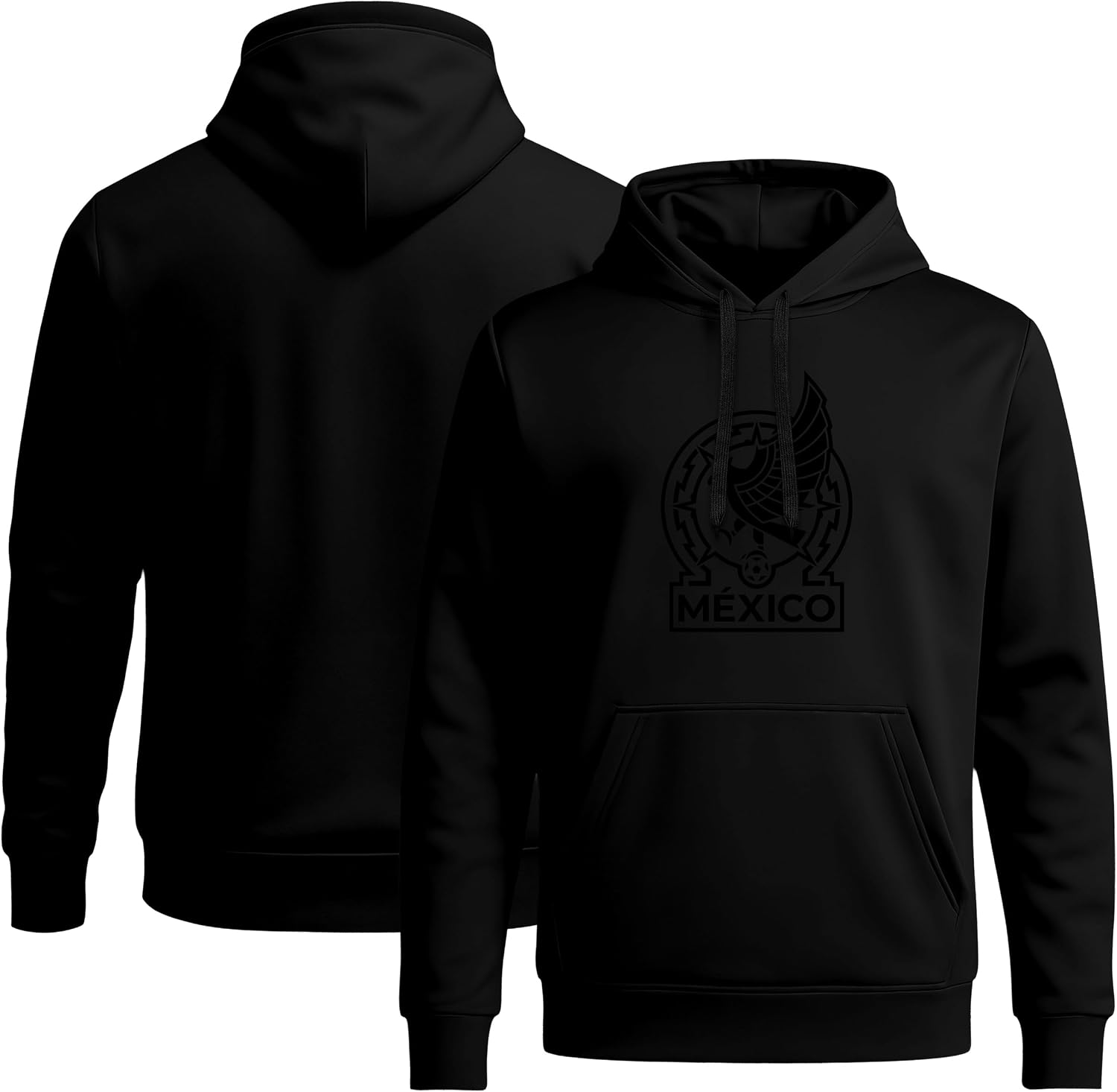 Detalle de Icon Sports Soccer Blackout Hoodie for Mexico National Team (Officially Licensed) – Unisex Long Sleeve Hooded Sweatshirt