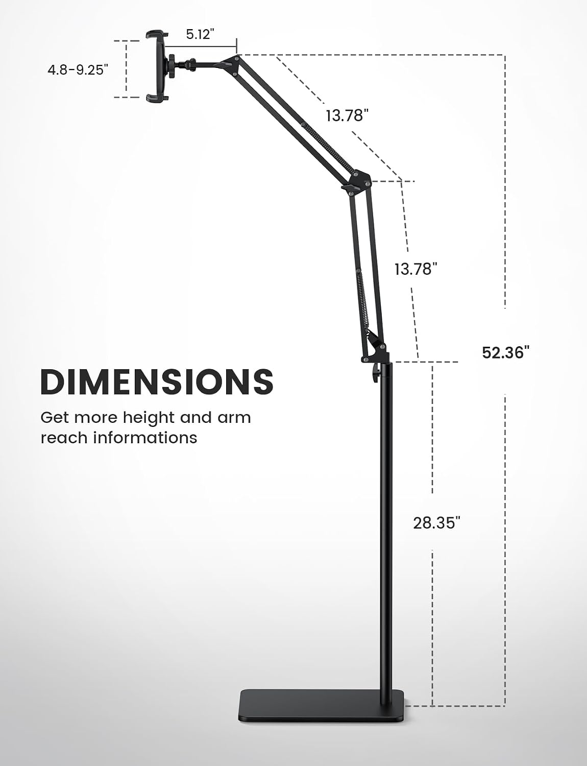 Thumbnail 6 de Lamicall STFT05-EU-B Metal Tablet Floor Stand, Height & Angle Adjustable