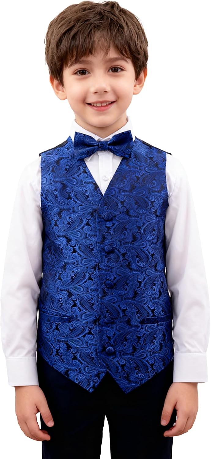 Thumbnail 4 de Alizeal Boys Classic Paisley Bow Tie and Suit Vest Set