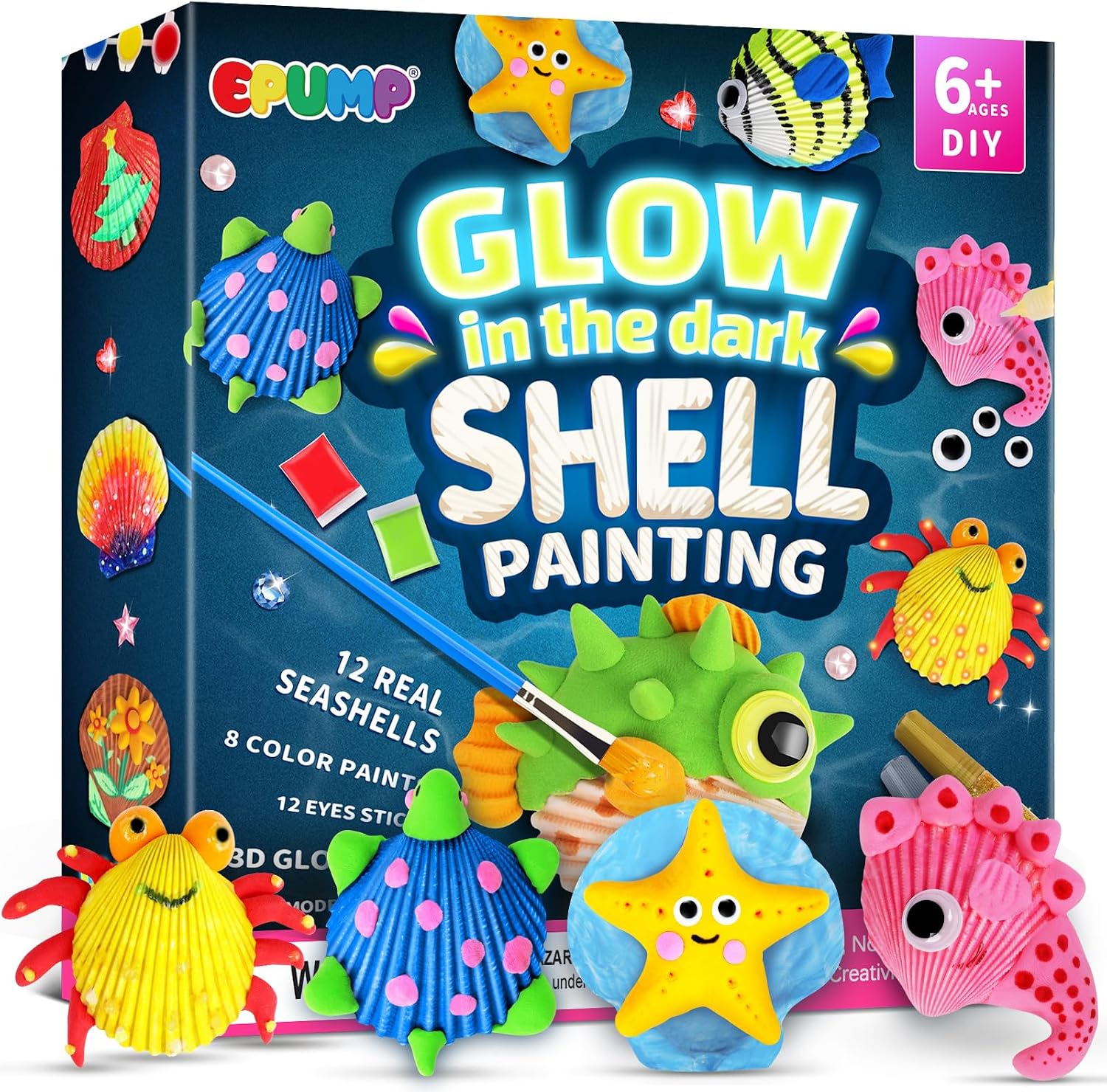 Detalle de EPUMP Glow in the Dark Shell Painting Kit for Kids (Ages 6–12)