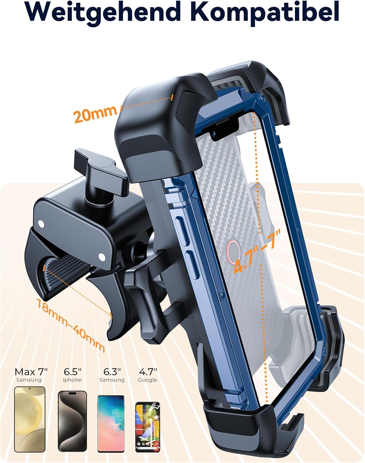 Detalle de JOYROOM 2026 Bike- und Motorrad-Halterung für Smartphones – Universal Lenkerhalterung