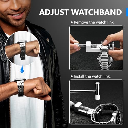 Detalle de JOREST Watch Repair Kit + Watch Press Tool: Comprehensive Set for Home & Hobbyists