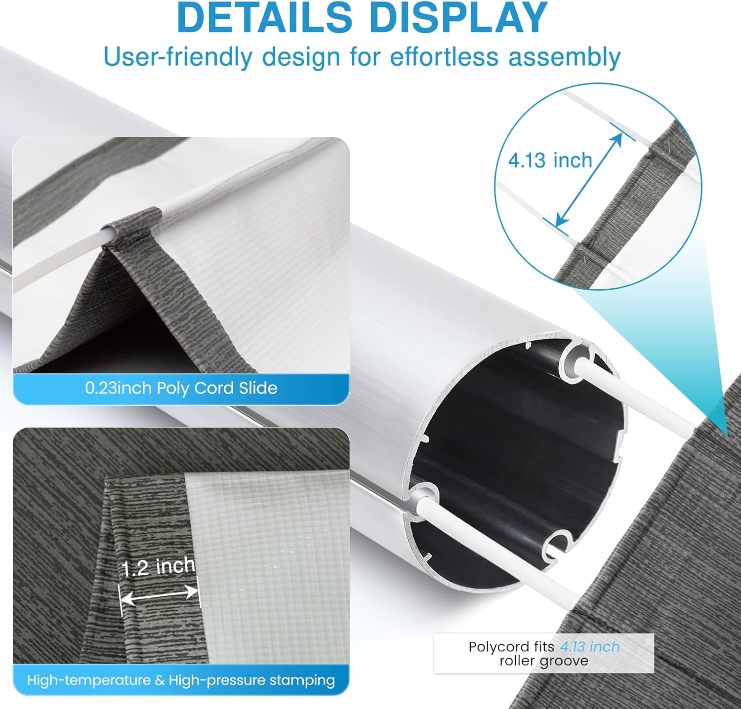 Thumbnail 5 de Glamful Heavy-Duty 21ft RV Awning Replacement Fabric (19.5oz Vinyl, Ombré Gray)