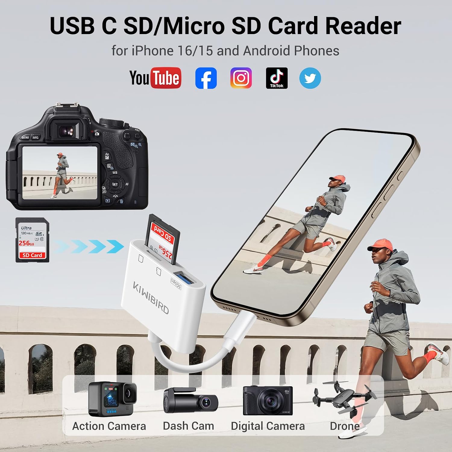 Detalle de KiWiBiRD USB C SD card reader 60MB/s