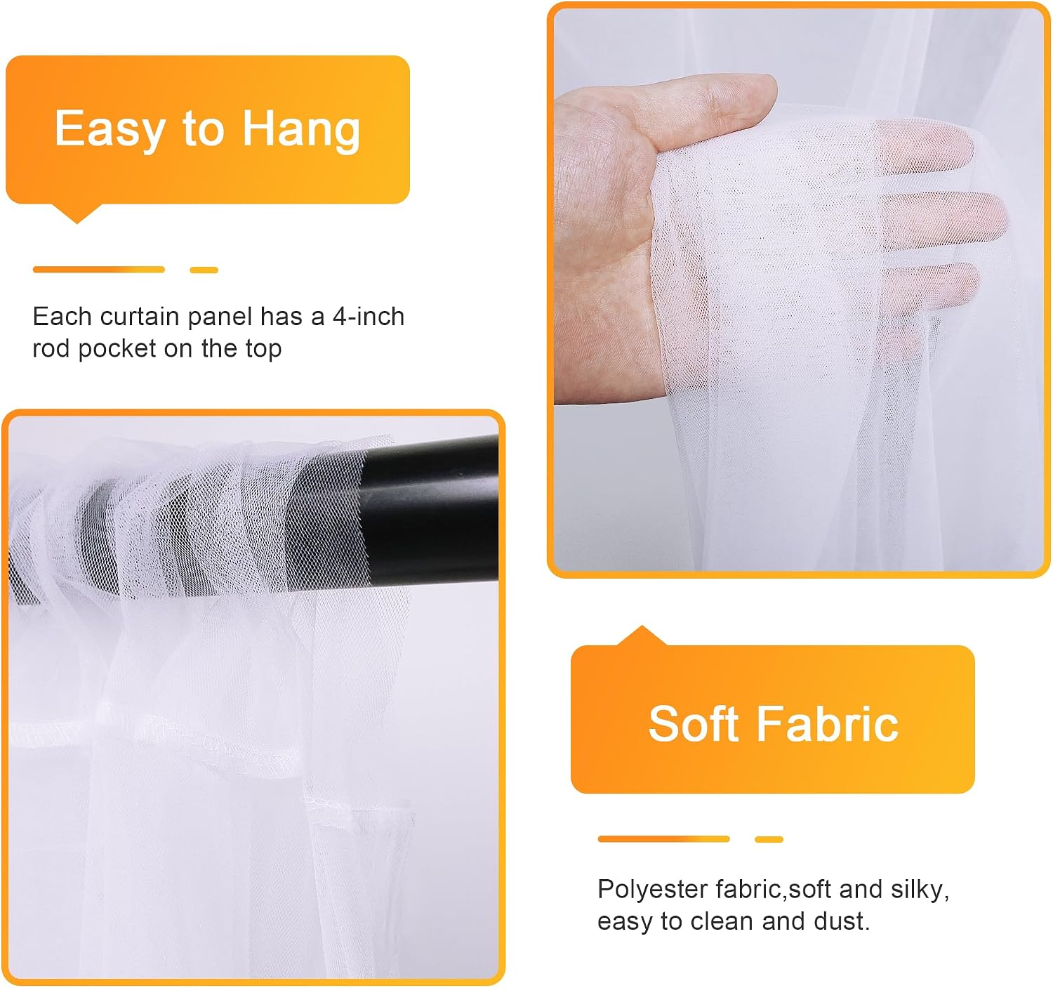 Detalle de Fomcet Tulle Backdrop Curtains with Lights – 2 Panels, 10ft String Lights, 5x8 ft Each