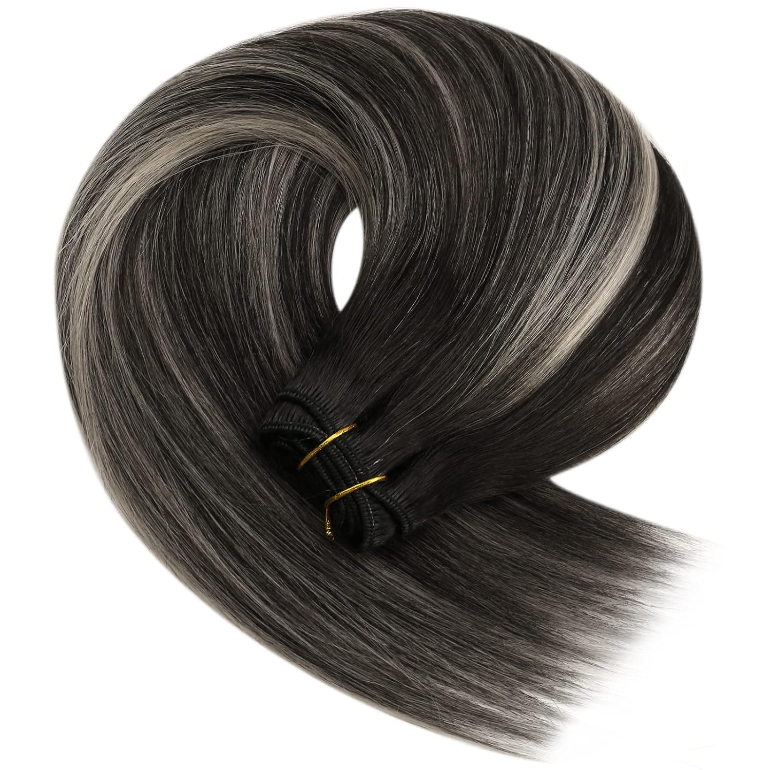 Thumbnail 6 de YoungSee 60 cm Echthaar-Tressen Ombre – Balayage Extensions zum Einnähen, 100 g, 1B/S/1B