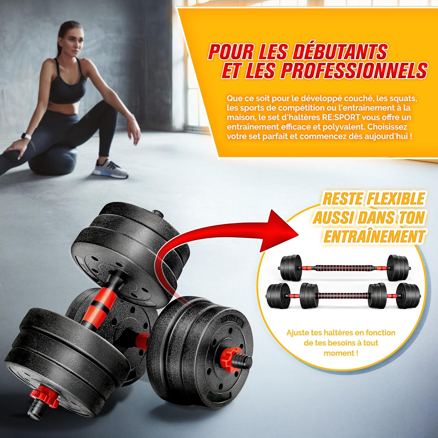 Thumbnail 6 de RE:SPORT Ensemble haltères 15-40 kg 🏋