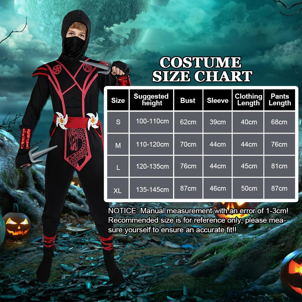 Thumbnail 1 de BSBUY Ninja Costume per bambini: set vestito ninja rosso con accessori