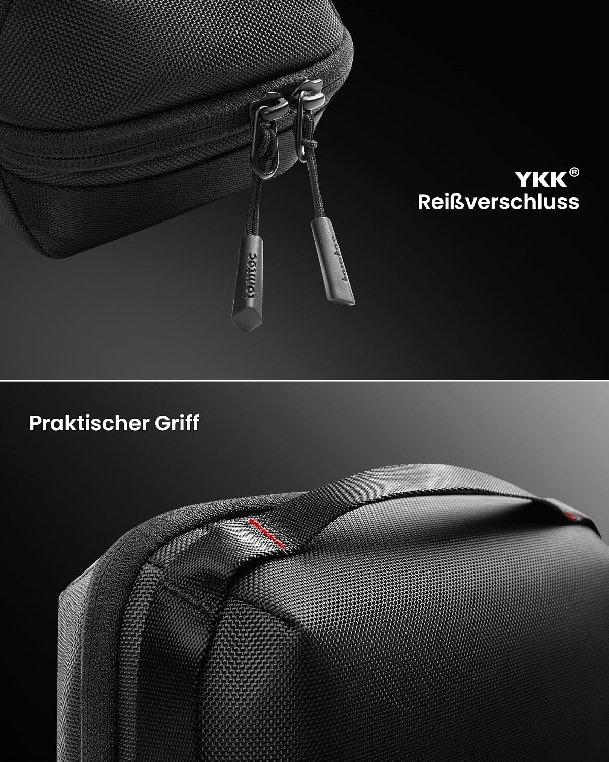Detalle de tomtoc Kabeltasche/Zubehörtasche für Elektronik – Tech Pouch für Kabel, Adapter, Festplatte & Karten, schwarz