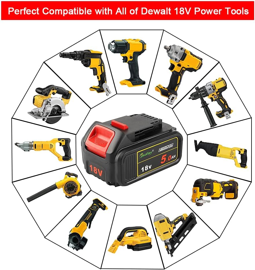 Detalle de 2-Pack Power Elektro DCB184 18V 5.0Ah Replacement XJ Battery for Dewalt