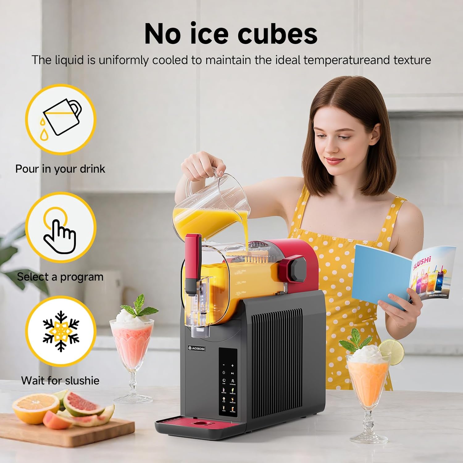 Thumbnail 2 de AAOBOSI Home Slushie Machine (Frozen Drink Maker) with Cookbook, 6 Presets, Auto Cleaning