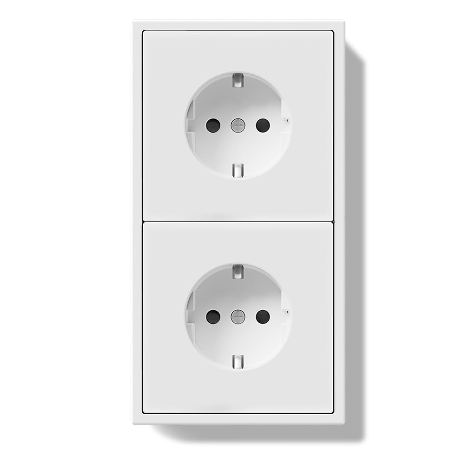 Detalle de BSEED Schuko Doppelsteckdose Unterputz (2-fach) mit PC-Rahmen, weiß – Wandsteckdose für 16A