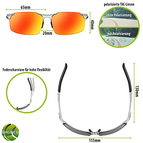 Detalle de BALINCO Occhiali da sole Sport con montatura in alluminio e lenti TAC polarizzate — set accessori regalo
