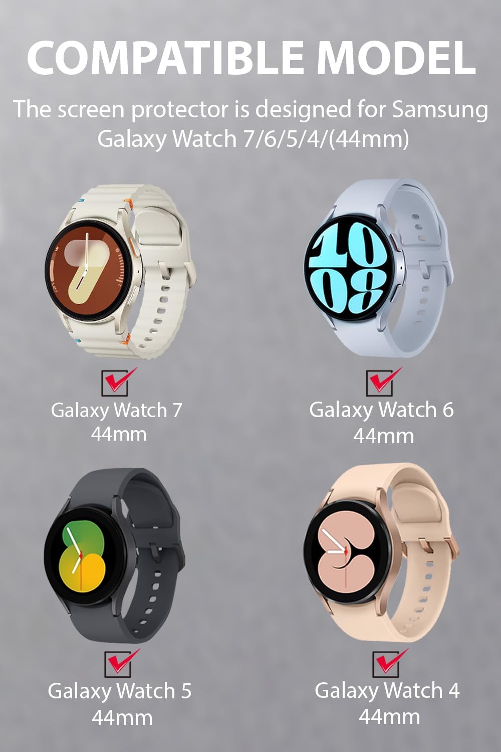 Thumbnail 1 de Yaekea 4 Pack Tempered Glass Screen Protectors for Samsung Galaxy Watch 7/6/5/4 (44mm) – HD, Anti-Fingerprint