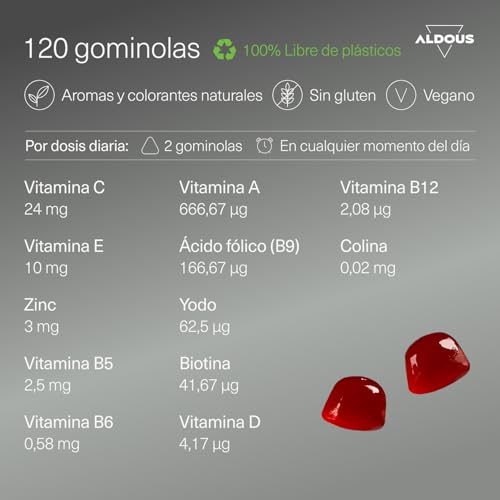 Detalle de ALDOUS Gominolas Multivitaminas 120 gummies 🍬