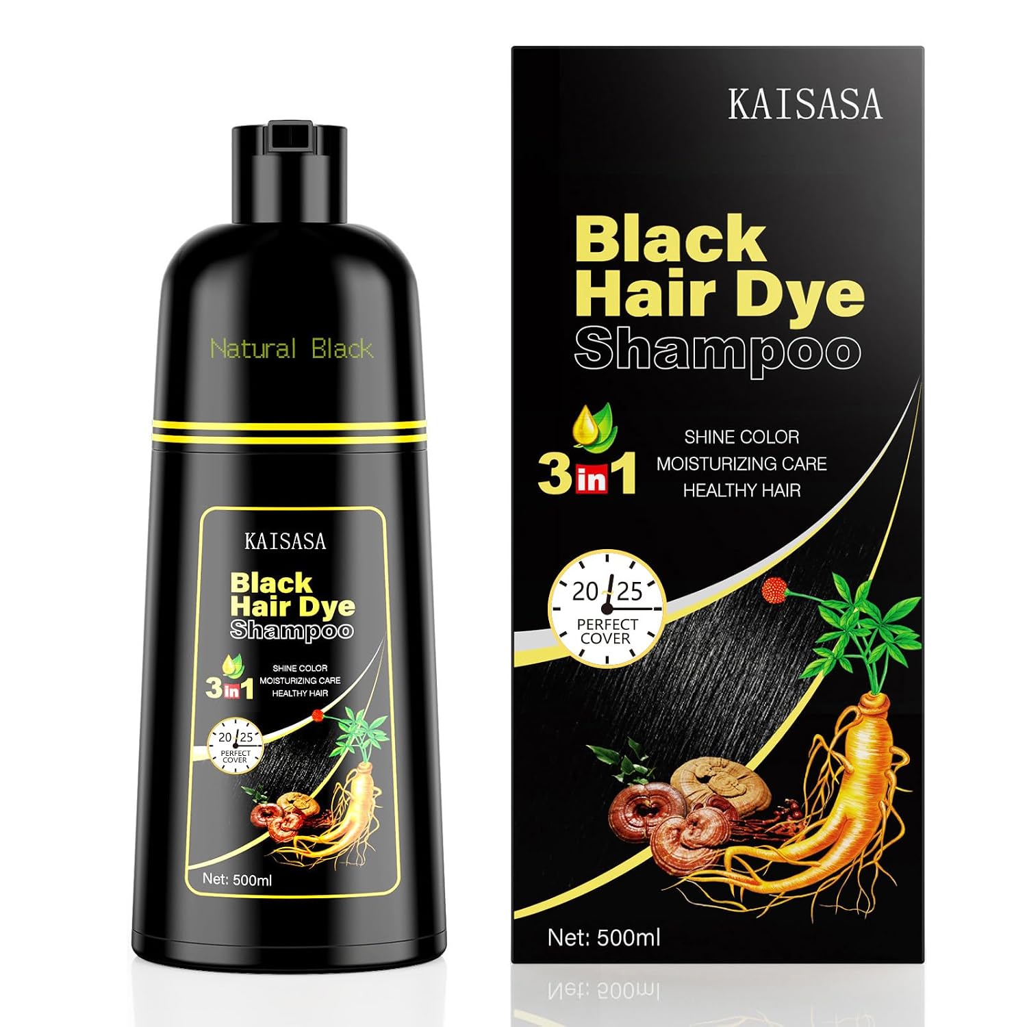 Detalle de KAISASA Black Hair Dye Shampoo 500ml
