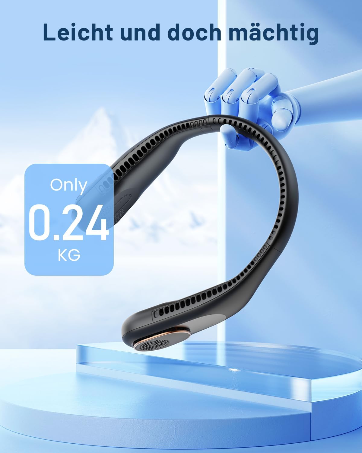 Thumbnail 5 de SWEETFULL Nackenventilator – Tragbarer Halsventilator mit 4000 mAh Akku, 3 Geschwindigkeiten, leise und 360° Luftauslass