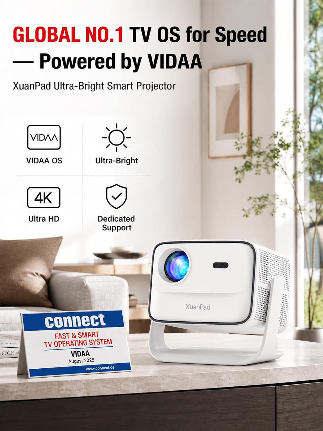 Detalle 2 de XuanPad smart projector with 42W Dolby Audio