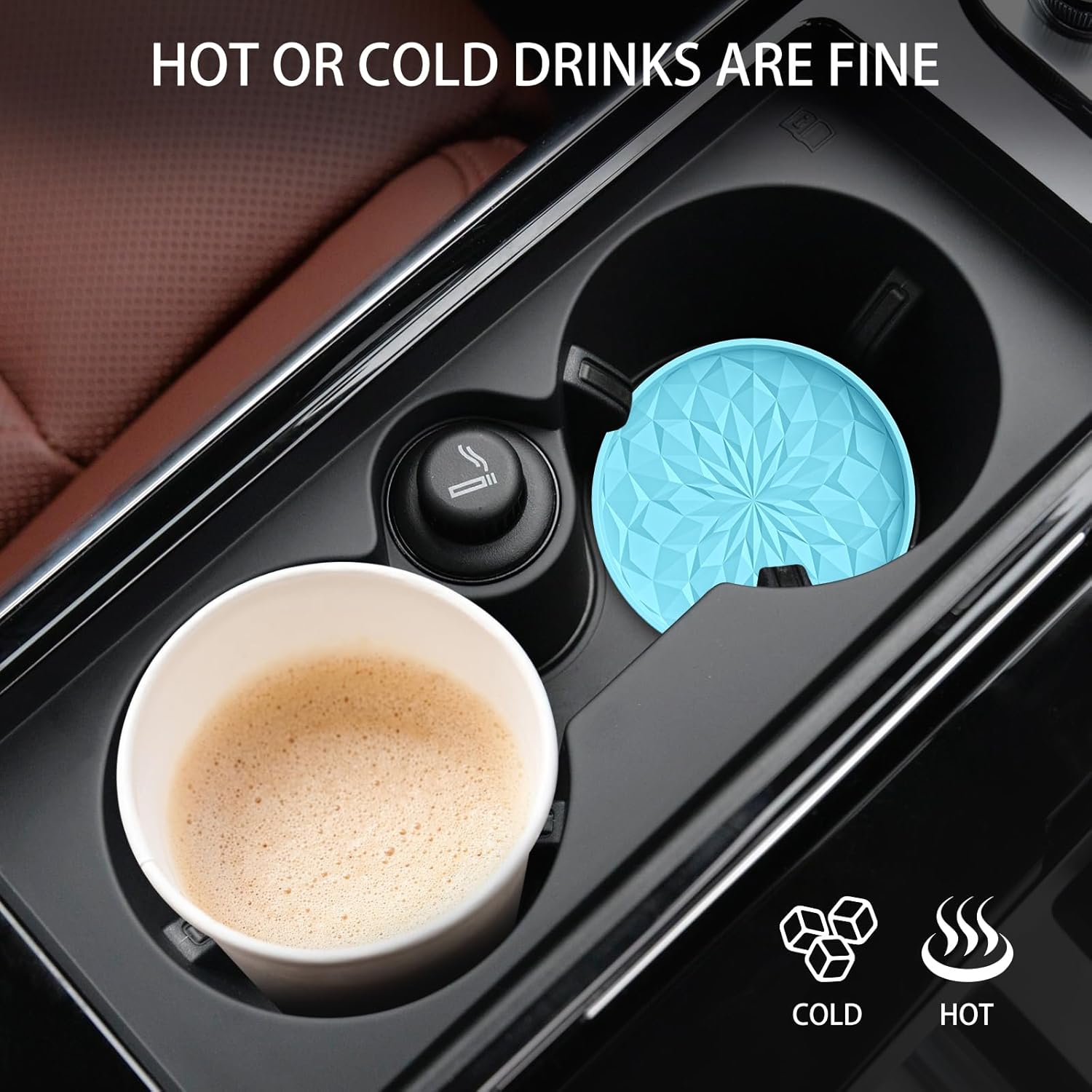 Detalle 1 de STLIAN Car Coasters for Cup Holders (4 Pack) – 2.75in Silicone Auto Mug Mats in Sky Blue