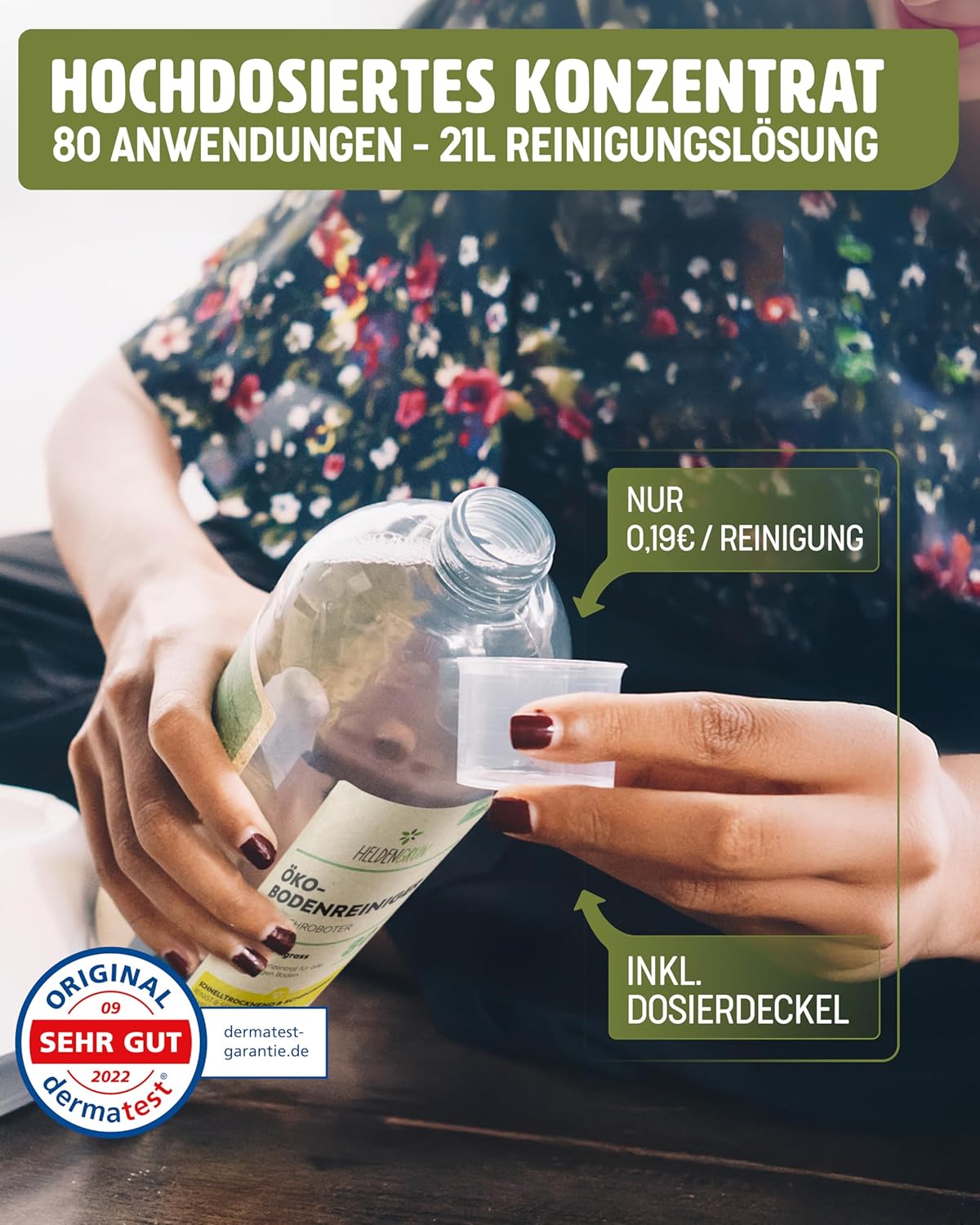 Detalle 2 de Heldengrün Öko Bodenreiniger für Wischroboter