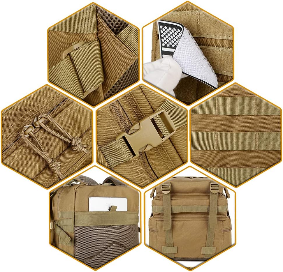 Detalle de QT&QY 45L Military Tactical Backpack: 45L MOLLE Army Assault Pack for Outdoor Adventures