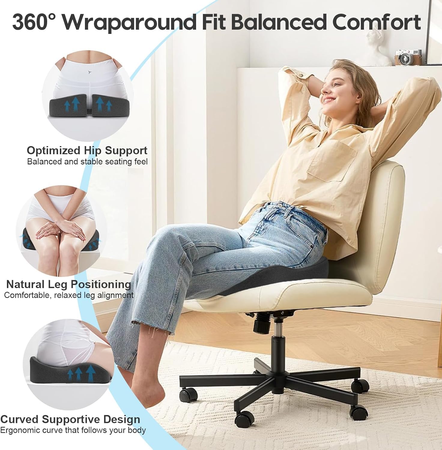 Thumbnail 2 de Cuscino in memory foam per sedia da ufficio con design 3D sagomato e base antiscivolo
