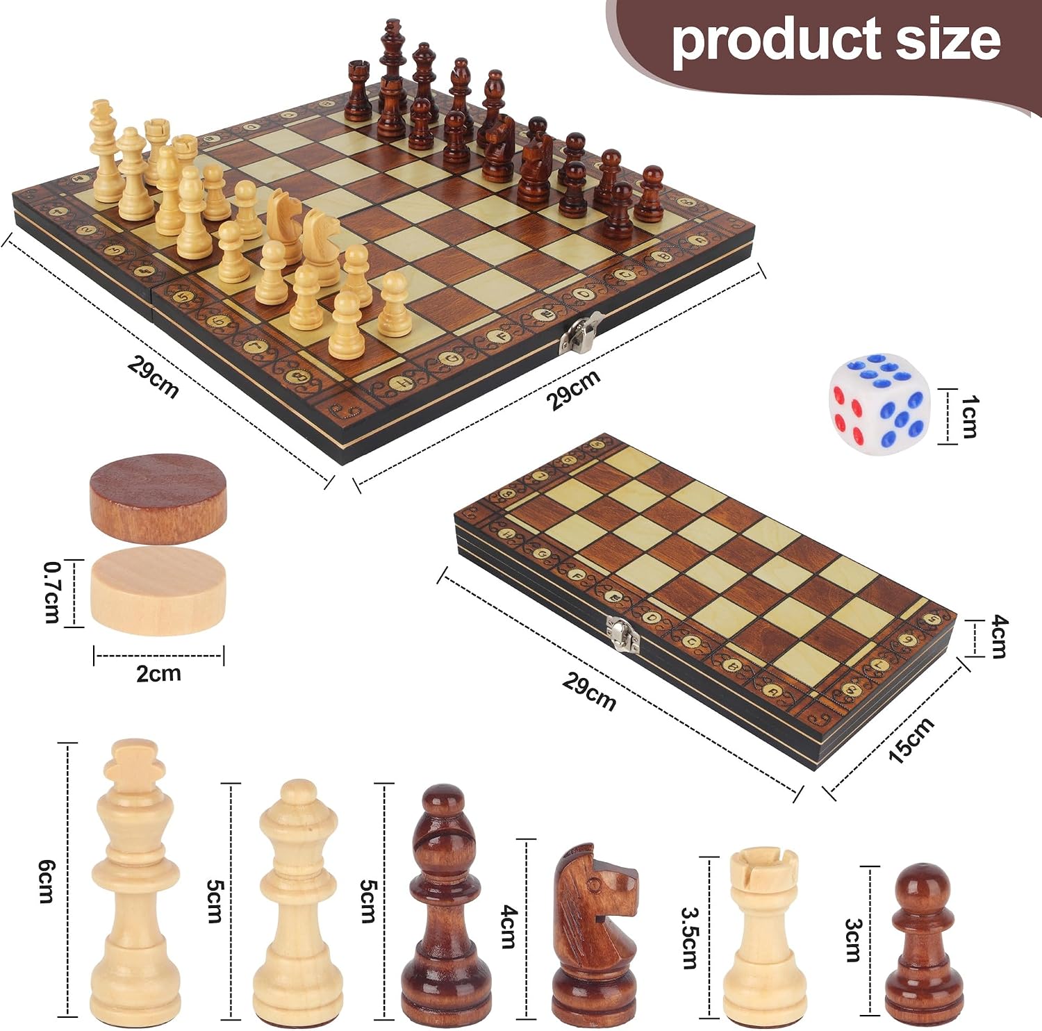Thumbnail 1 de Jeu d’échecs aimanté 3 en 1 29 x 29 cm