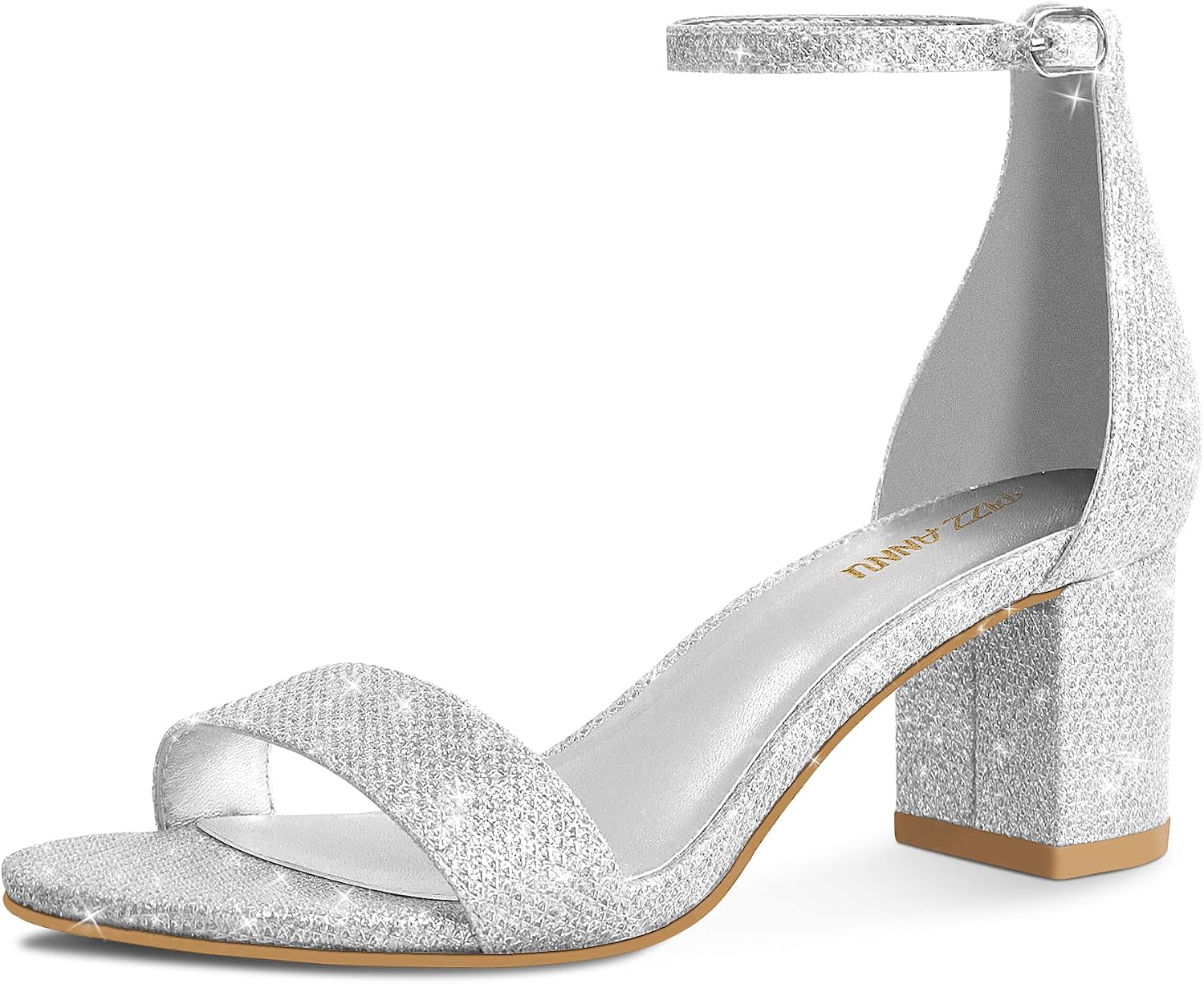 Detalle de PIZZ ANNU Women’s 2-Inch Low Block Chunky Heel Sandals with Ankle Strap